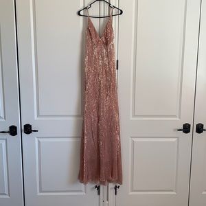 Sparkly Rose gold formal floor length